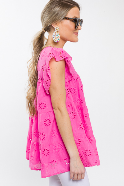 Quartet Eyelet Top, Hot Pink