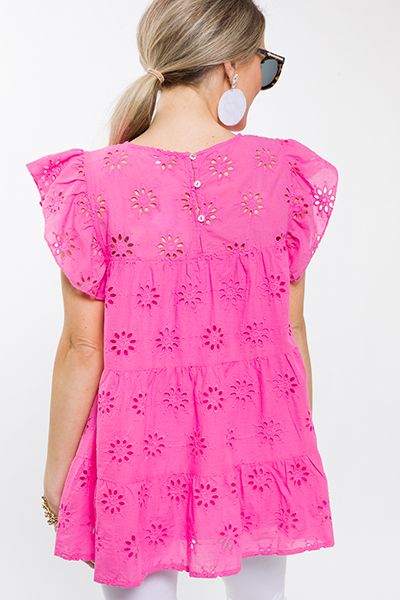 Quartet Eyelet Top, Hot Pink