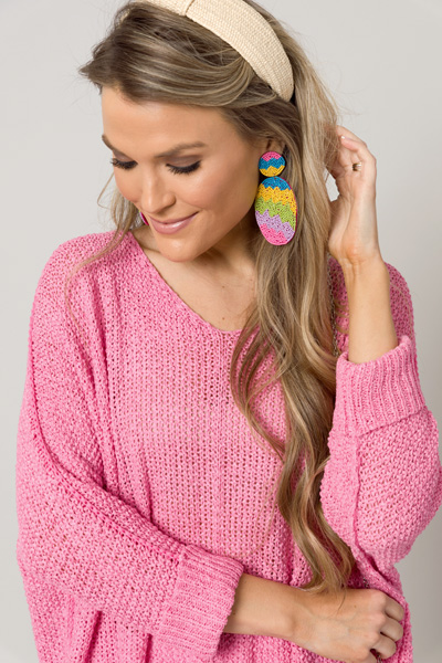 Folded Cuffs Sweater, Candy Pink