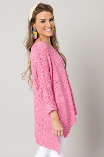 Folded Cuffs Sweater, Candy Pink