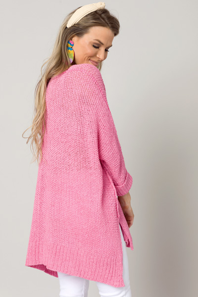 Folded Cuffs Sweater, Candy Pink
