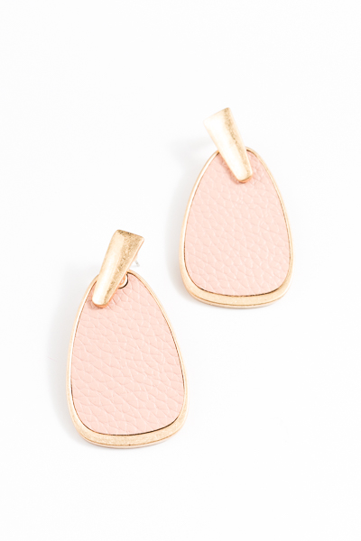 Petal Shape Leather Earrings, Pink