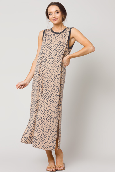Spotted Soft Knit Midi, Taupe