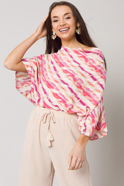 Amber Cowl Neck Top, Pink
