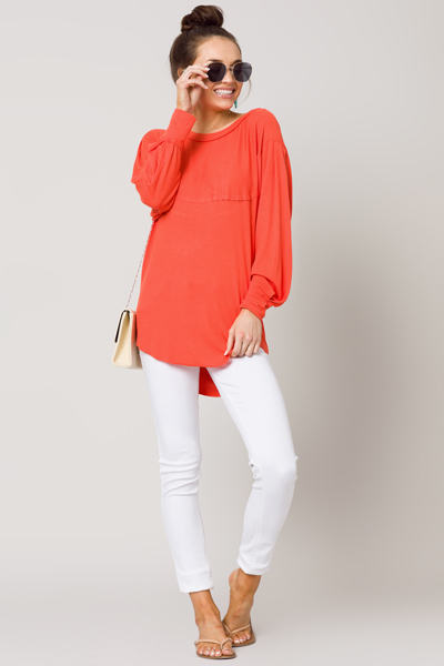 Mary Soft Knit Tunic, Orange