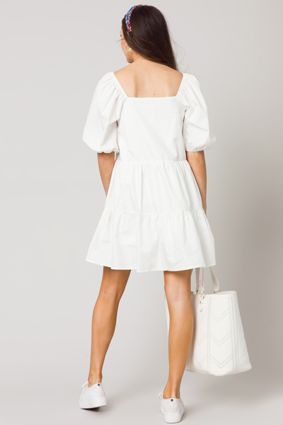 Natalie Puff Sleeve Dress, White