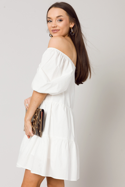 Natalie Puff Sleeve Dress, White
