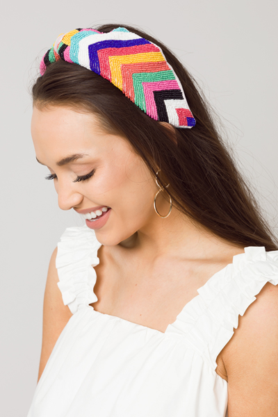 Rainbow Beaded Headband
