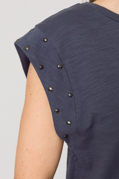 Stud Sleeve Top, Navy