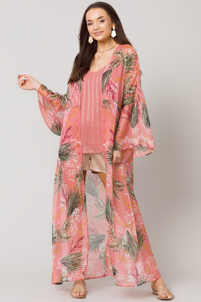 Tropical Belted Kimono, Rose