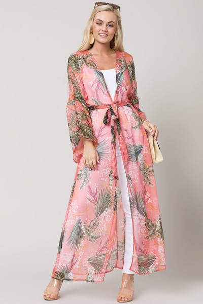 Tropical Belted Kimono, Rose