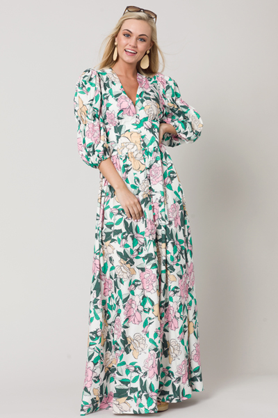 Button Front Maxi, Rose