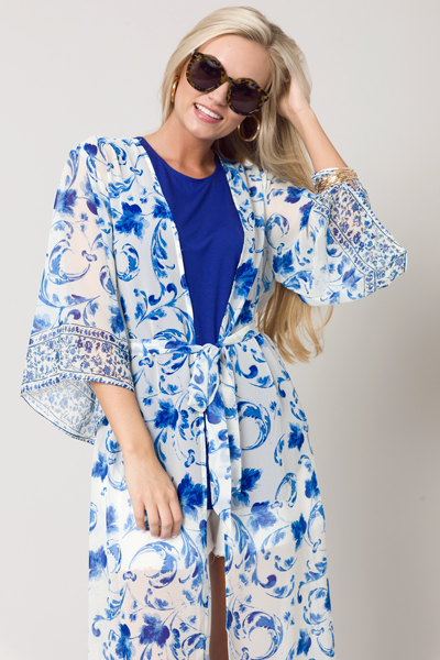 Blue Beauty Belted Kimono