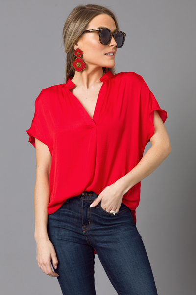 Best Satin Blouse, Red