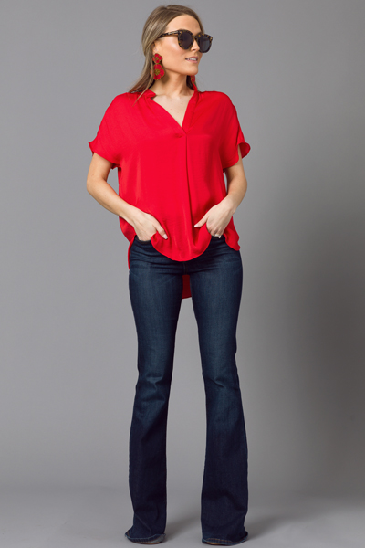 Best Satin Blouse, Red