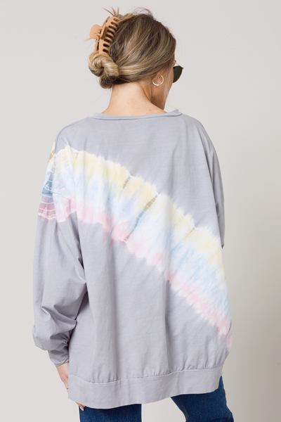 Diagonal Dye Pullover, Grey