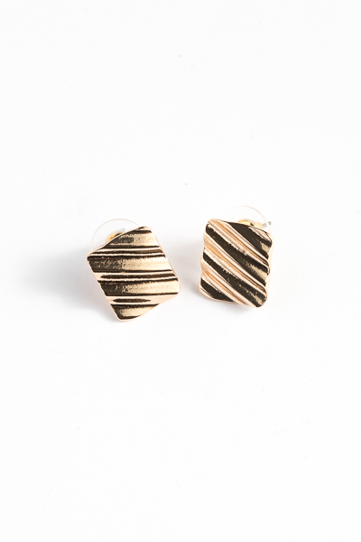 Texture Square Earrings, Gold
