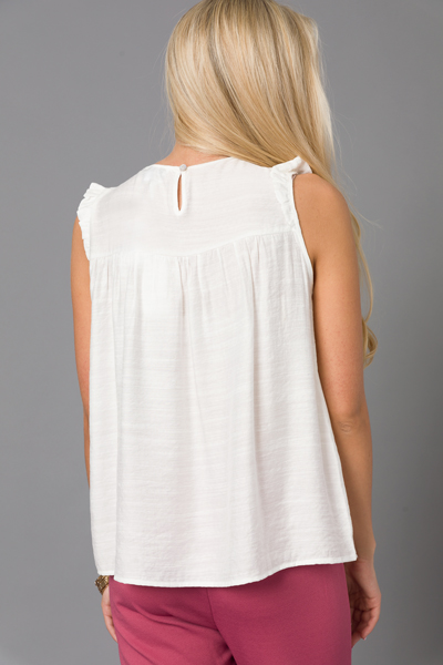 Pleated Chest Tank, Off White