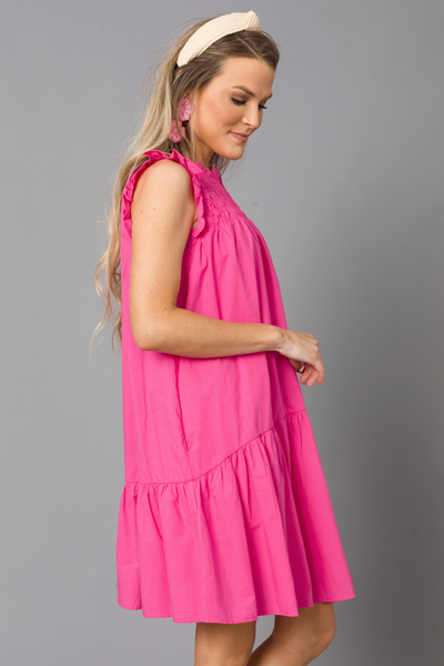 Mallory Tiered Dress, Hot Pink