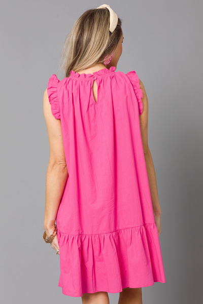 Mallory Tiered Dress, Hot Pink
