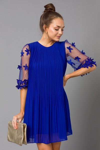 Illusion Sleeves Dress, Royal