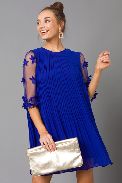 Illusion Sleeves Dress, Royal