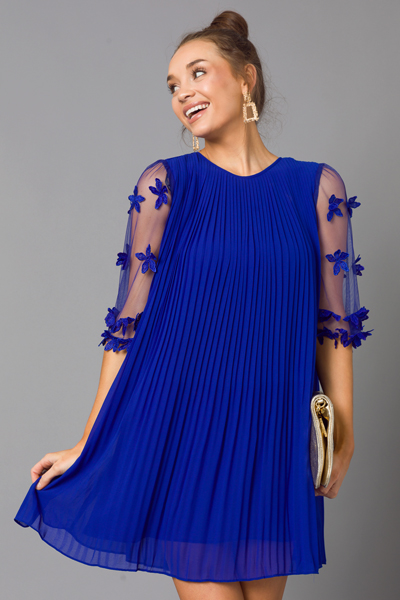 Illusion Sleeves Dress, Royal