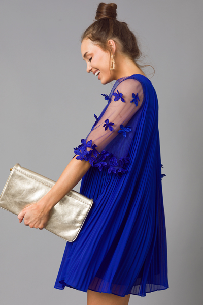 Illusion Sleeves Dress, Royal