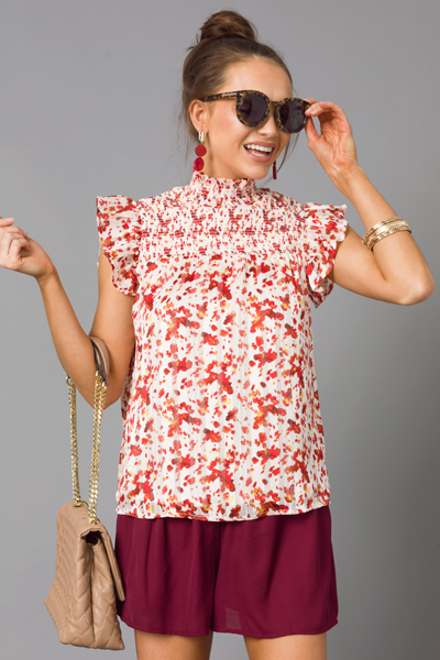 Red Pops Smock Blouse