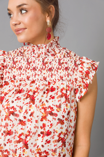 Red Pops Smock Blouse