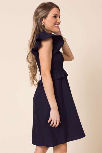 Navy Smock Dress