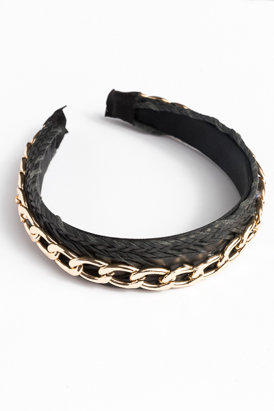 Chain Link Headband, Black - Accessories - The Blue Door Boutique