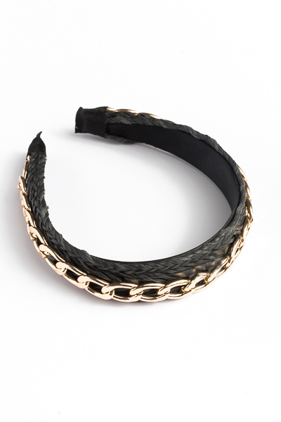 Chain Link Headband, Black - Accessories - The Blue Door Boutique