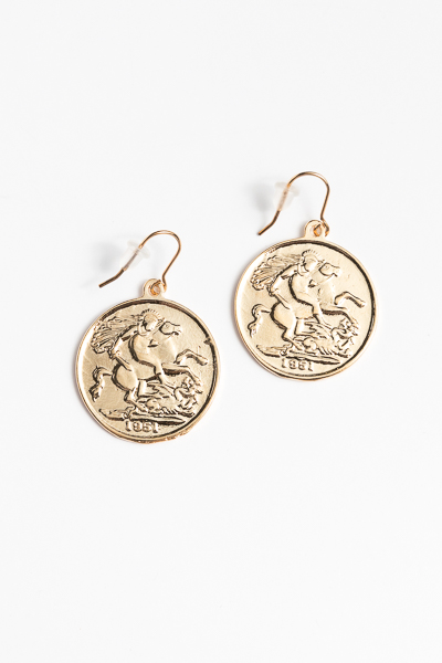 Coin Dipped Earrings, Gold