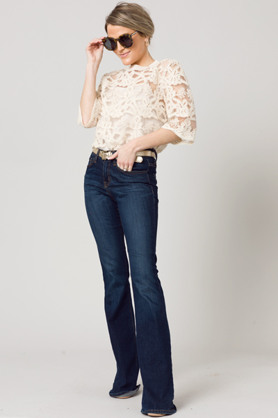 Embellished Lace Pullover, Cream