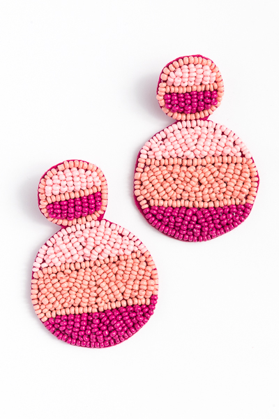 Layered Beads Earring, Fuchsia