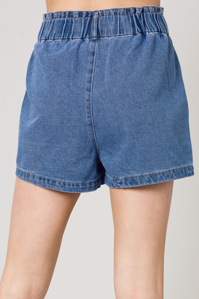Elastic Waist Denim Shorts, Medium