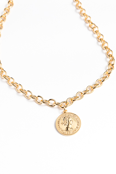 Elizabeth Coin Toggle Necklace, Gold