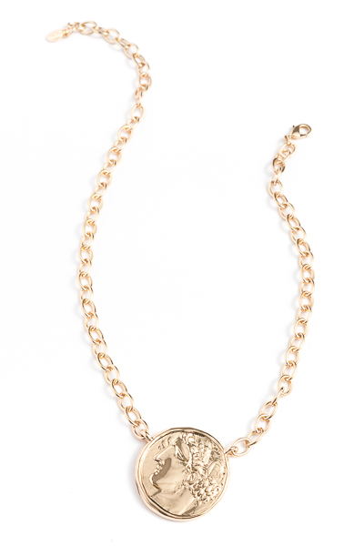 Oversized Coin Necklace, Gold