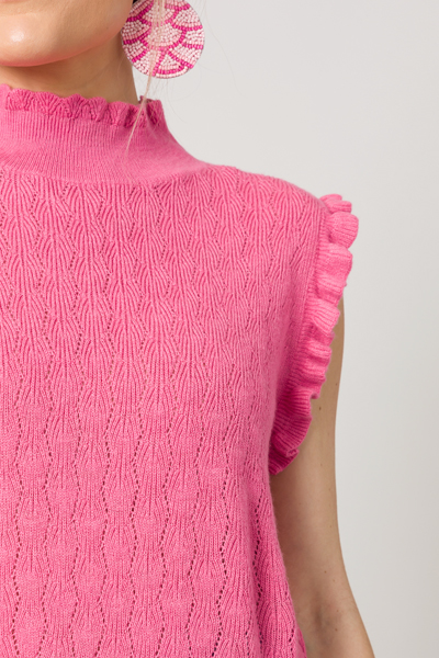 Ruffle Sleeveless Sweater, Pink