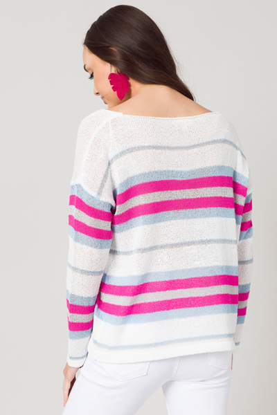 Bella Stripe Sweater, Hot Pink