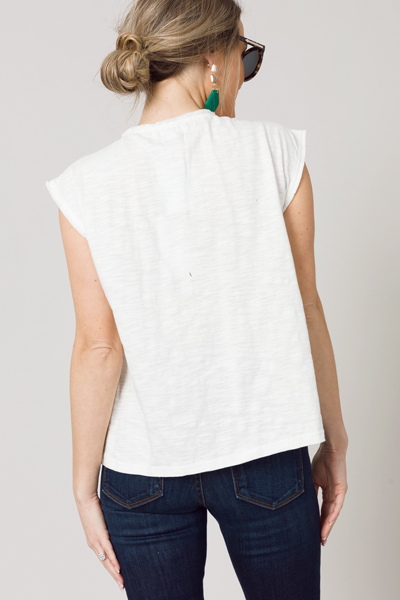 Knit Embroidery Tee, White