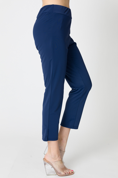 Slim Cropped Pants, Solid Navy