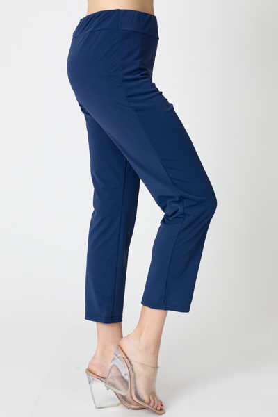 Slim Cropped Pants, Solid Navy