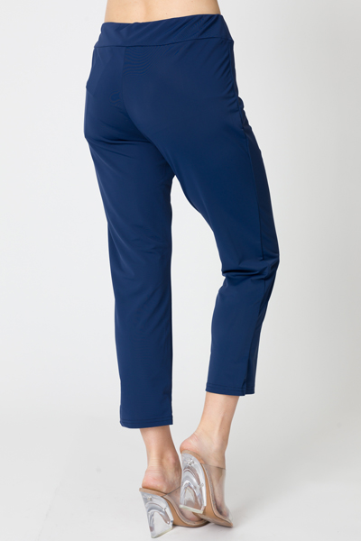 Slim Cropped Pants, Solid Navy