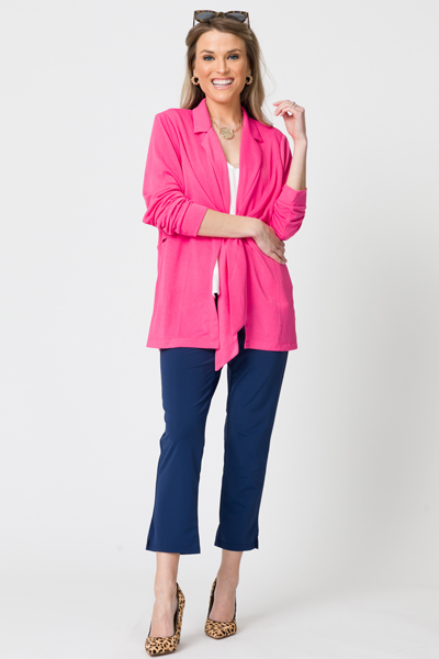 Slim Cropped Pants, Solid Navy