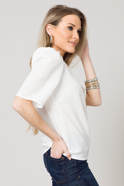 Textured Puff Blouse, Ivory