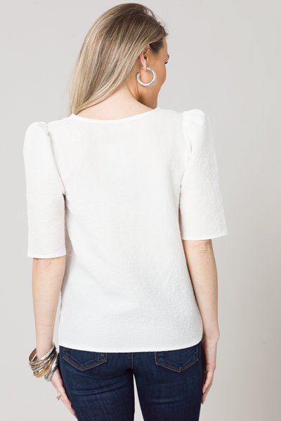 Textured Puff Blouse, Ivory