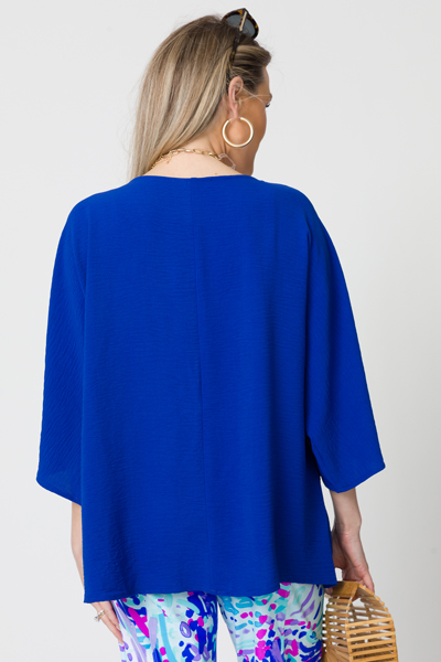 Boxy V Neck Blouse, Royal