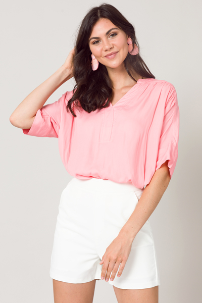 Smooth Oversize Blouse, Pink